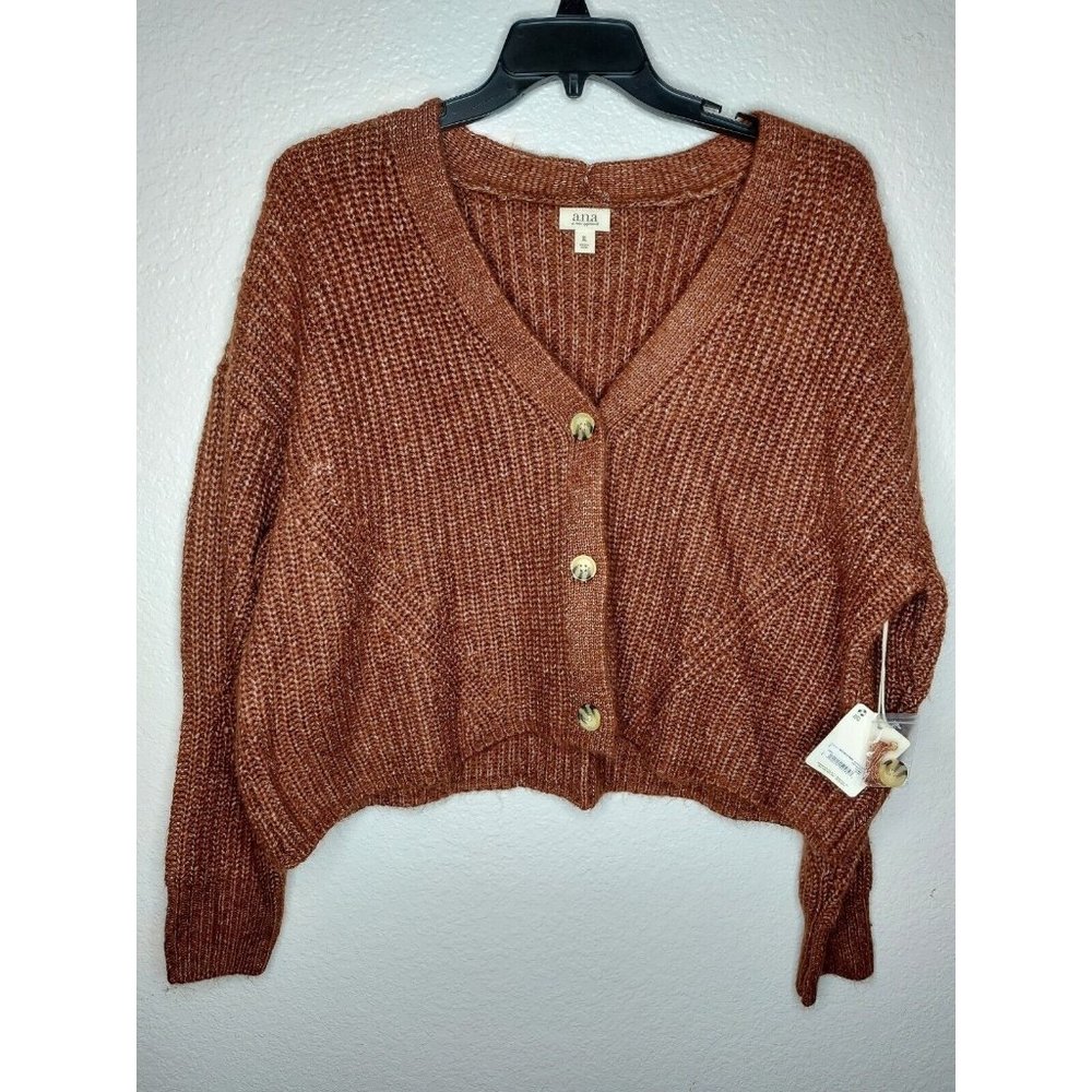 New ANA Womens Cardigan Sweater XL front button Cherry